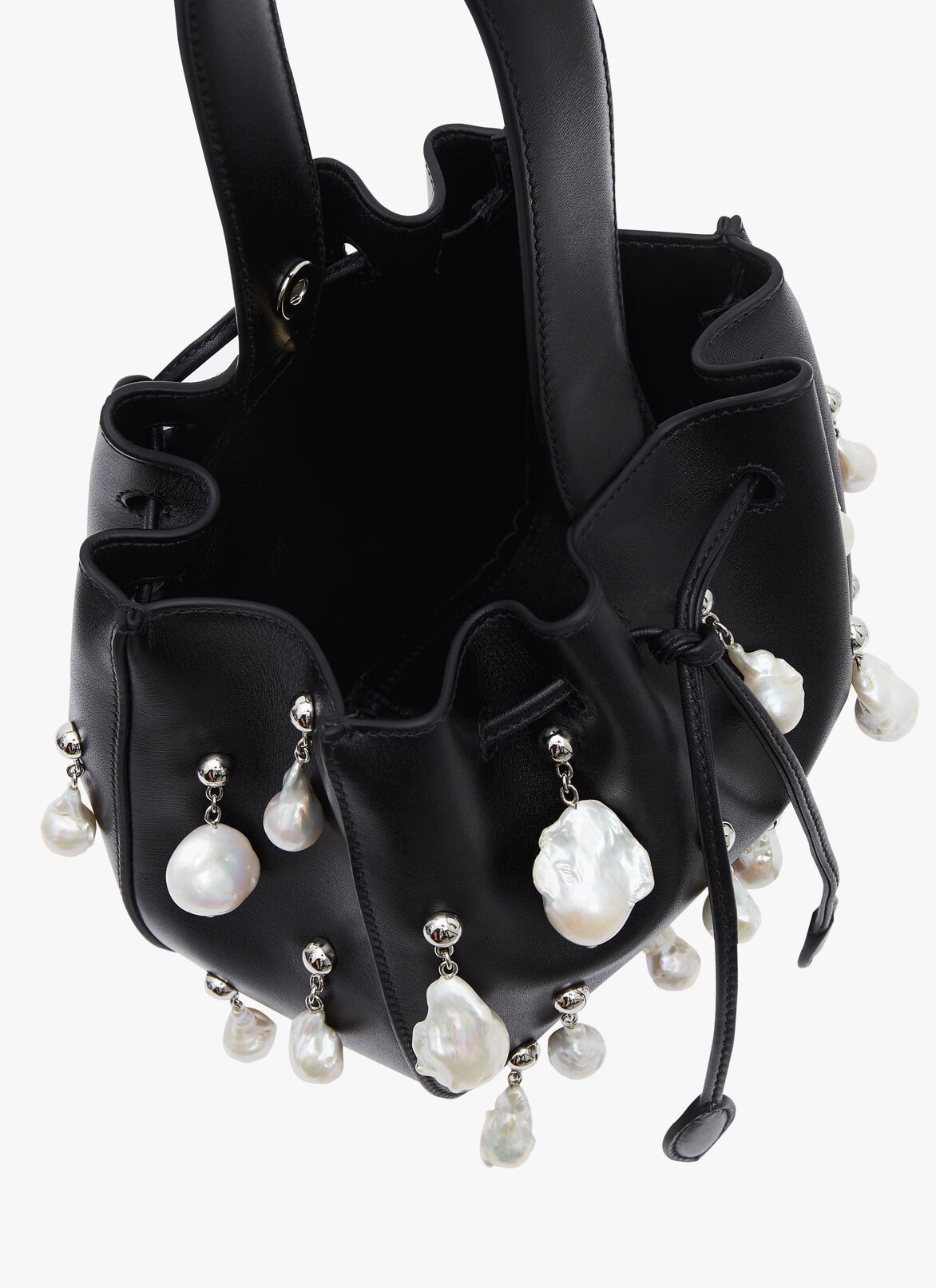 Rose Marie bag in lux calfskin with natural pearls ALAÏA BLACK ROSE MARIE BAG IN LUX CALFSKIN WITH NATURAL PEARLS